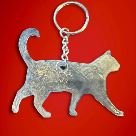 Handmade marble cat key chain - Picture 2 of 2
